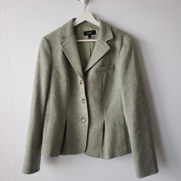 talbot three button 100% wool blazer jacket size 14 - Picture 1 of 7